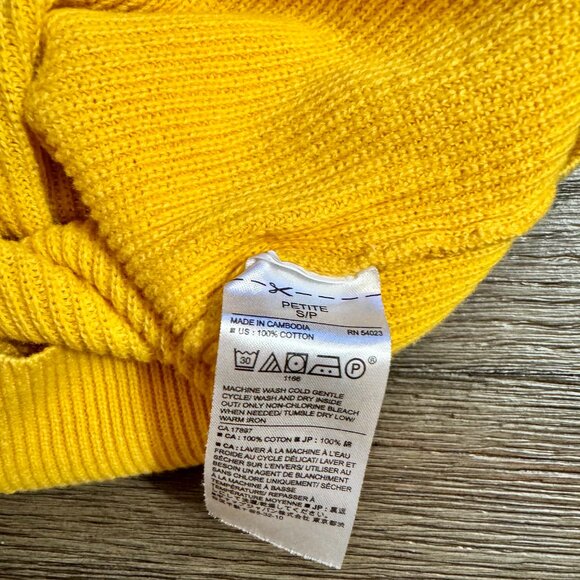 Banana Republic Wrap Front Ribbed Knit Tank Top Yellow Small Petite 100% Cotton - Picture 6 of 9